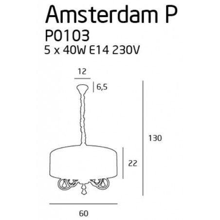 Pakabinamas šviestuvas AMSTERDAM P0103