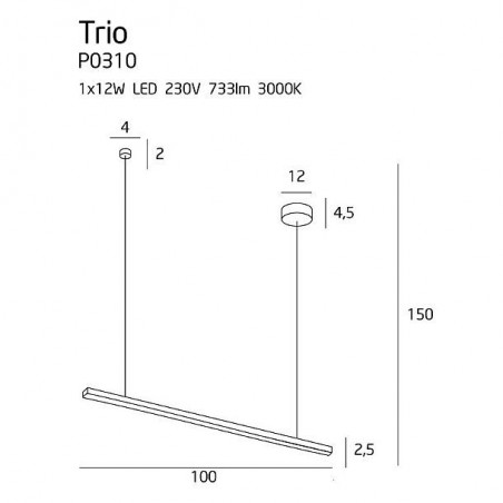 12W LED Pakabinamas šviestuvas TRIO P0310
