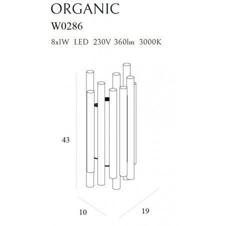 8W LED Sieninis šviestuvas ORGANIC Black W0286