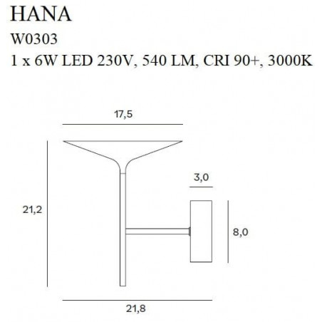 6W LED Sieninis šviestuvas HANA W0303
