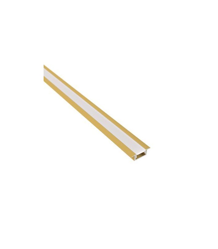LED profilis LINE MINI Gold įmontuojamas su baltu dangteliu INLINEM-XL-OP-2M-G