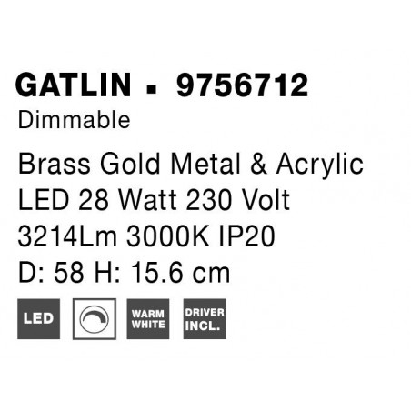 28W LED Lubinis šviestuvas GALTIN Ø58 Dimeriuojamas 9756712