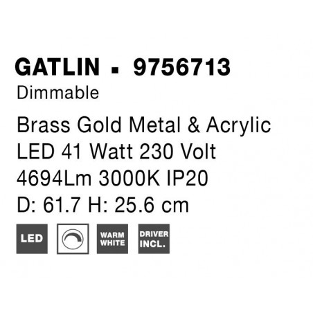 41W LED Lubinis šviestuvas GALTIN Ø68 Dimeriuojamas 9756713