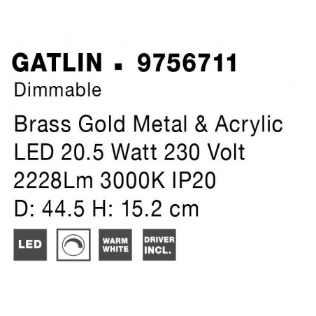 20W LED Lubinis šviestuvas GALTIN Ø44 Dimeriuojamas 9756711